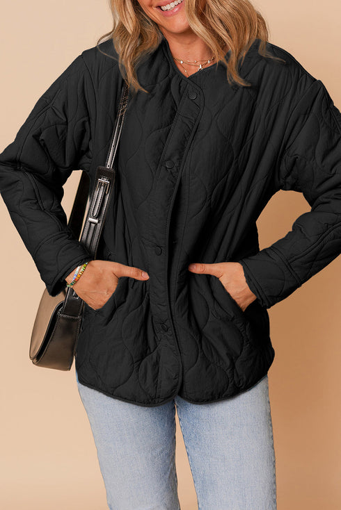 Snap Button Quilted Puffer Jacket